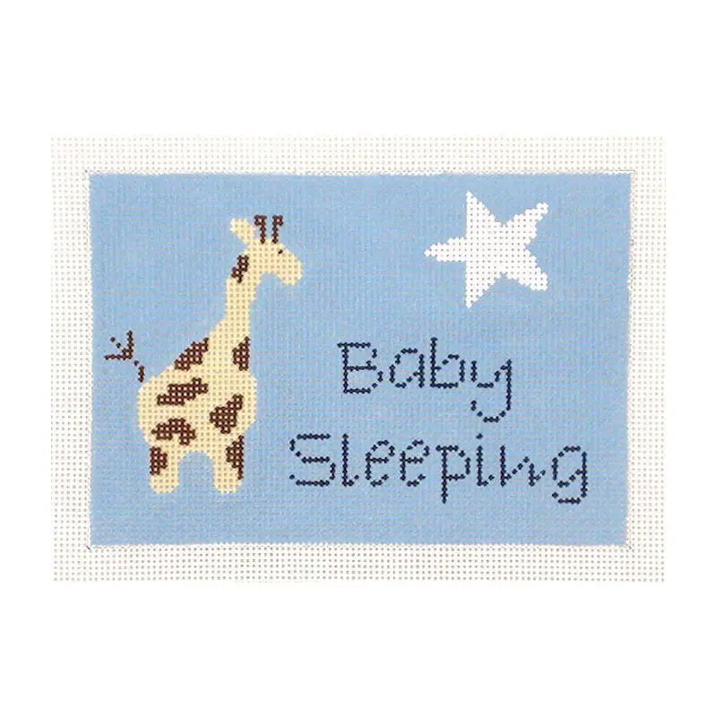 J. Child Designs Giraffe Baby Sleeping Needlepoint Canvas - Blue