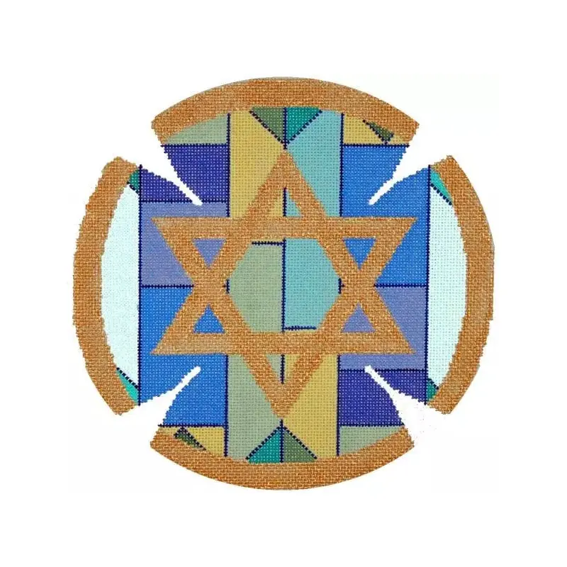 Judaic Designs by Tonya Geometric Background Yarmulke Needlepoint Canvas