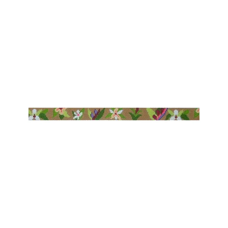 Julia's Needleworks Flowers Latte Belt Needlepoint Canvas