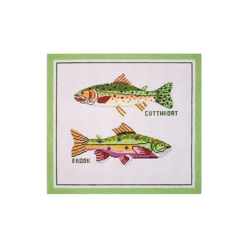 Silver Needle Cutthroat Brook Trout Needlepoint Canvas