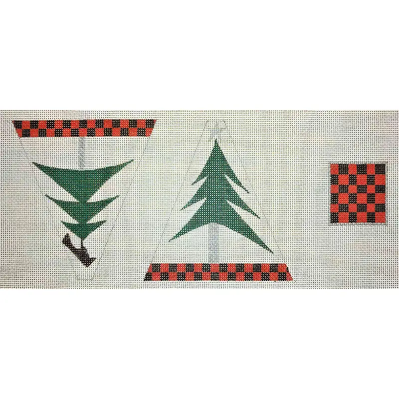 Zecca Two Trees Christmas Scissor Case with Scissor Fob Needlepoint Canvas