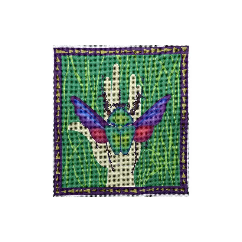 Zecca Winged Scarab Needlepoint Canvas
