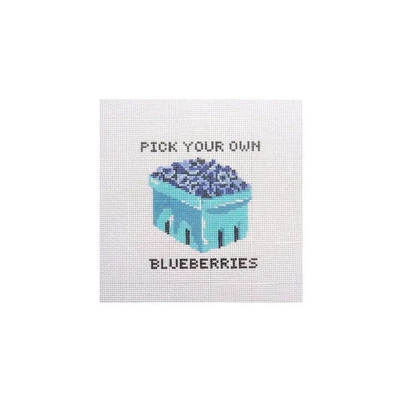Alice & Blue Pick Your Own Blueberries Needlepoint Canvas