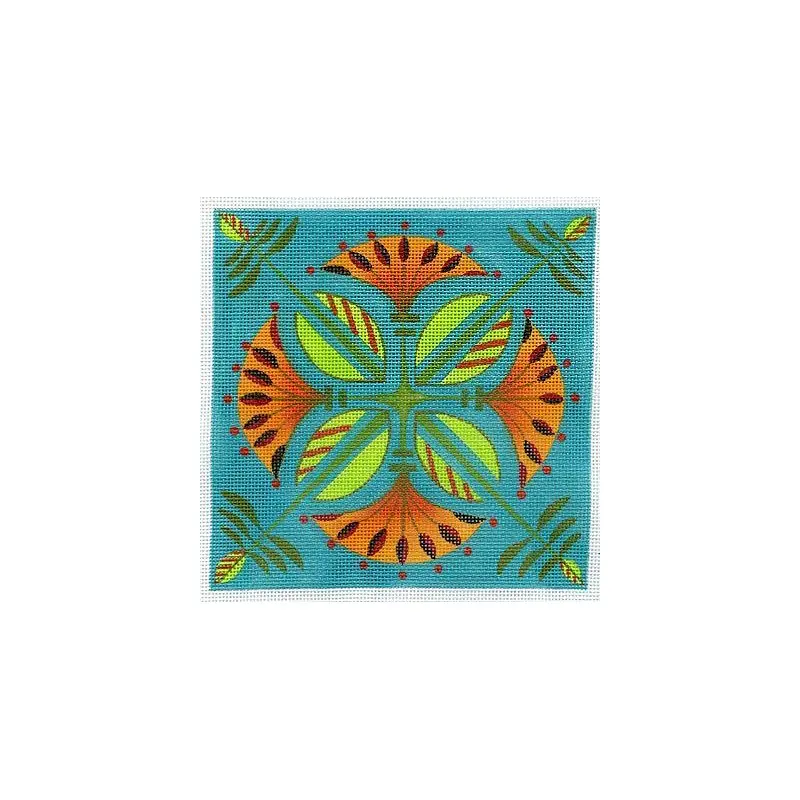 Zecca Lotus Squared with Stitch Guide 18M Needlepoint Canvas