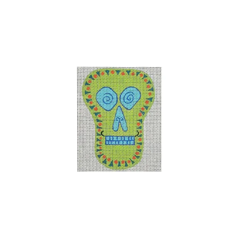 Zecca Mini Sugar Skull Needlepoint Canvas - Green