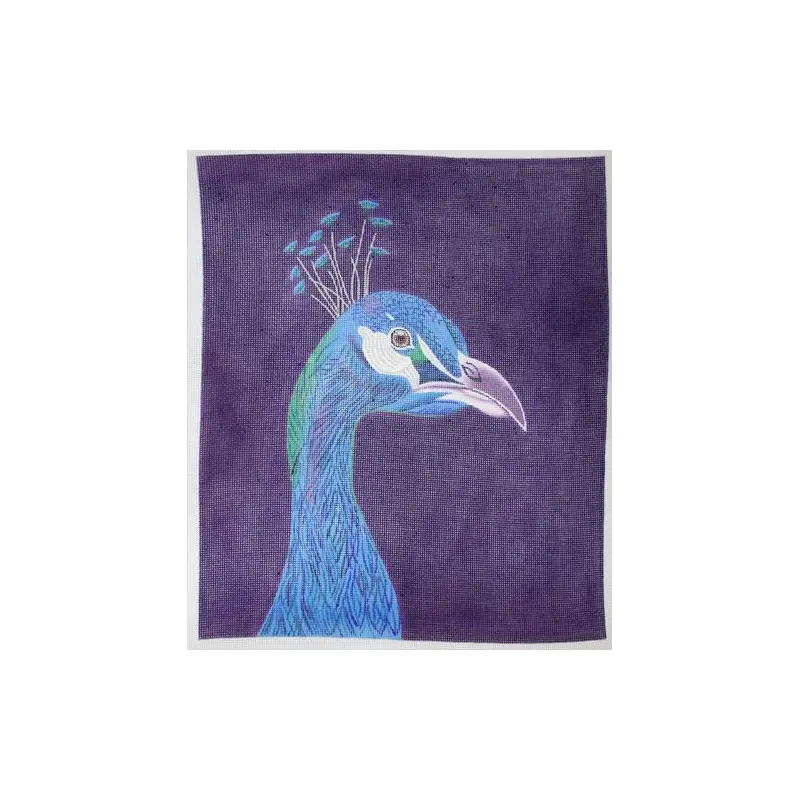 Zecca Peacock Portrait Needlepoint Canvas