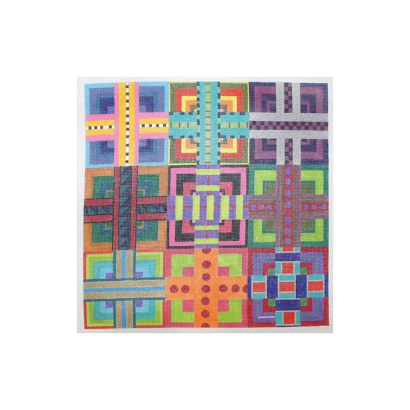 Zecca Ribbon Squares Needlepoint Canvas