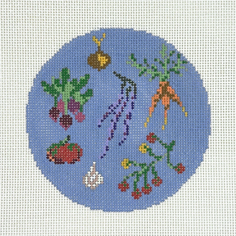 Alice & Blue In The Garden Round Needlepoint Canvas
