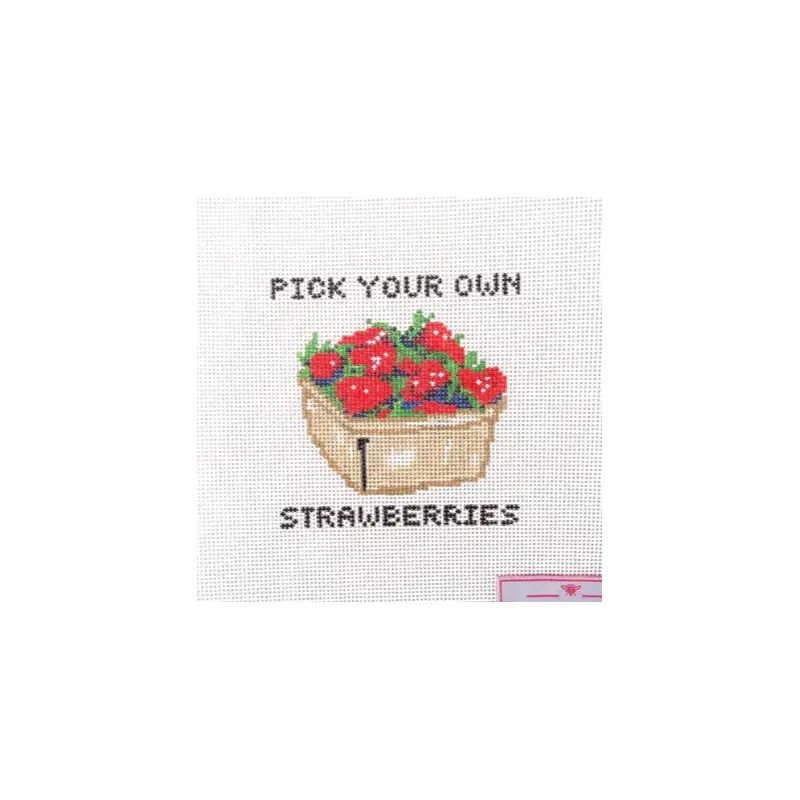 Alice & Blue Pick Your Own Strawberries Needlepoint Canvas