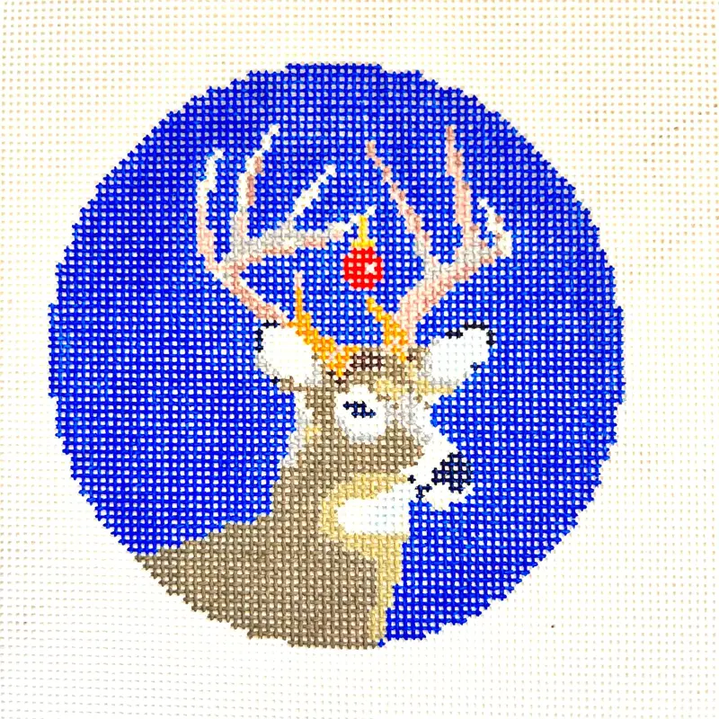 Alice & Blue Adorned Antler Needlepoint Canvas